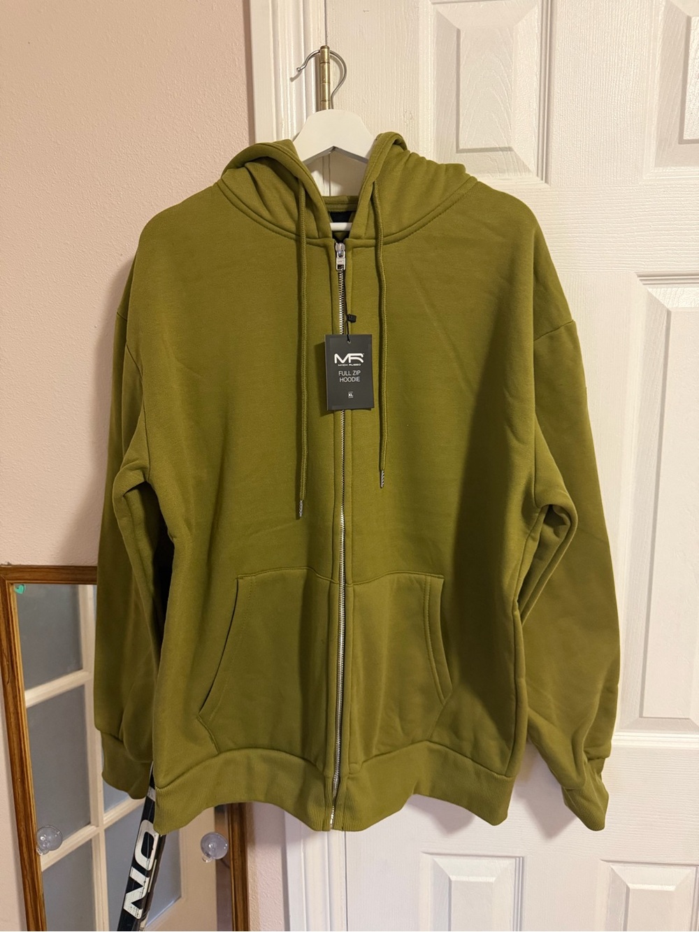 MF Essentials Olive Green Full-Zip Hoodie for Men